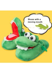 Cotton slippers female autumn and winter cartoon Kawaii cute frog plush warm shoes non-slip indoor confinement home shoes