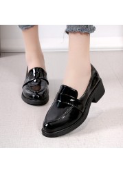 Rimocy Patent Leather Loafers Women 2022 Spring Slip On Thick Heel Casual Shoes Classic Black Soft Bottom Office Lady Shoes