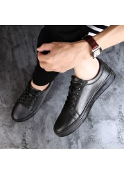 Men's Genuine Leather Sneakers Casual White Soft Simple Breathable High Quality Shoes