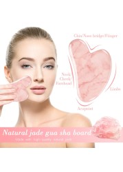 Gua Sha Facial Massager Skin Care Pink Quartz Gouache Scraper With Bag Slimming Beauty Spa Massage Natural Stone Jade