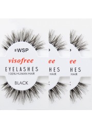 Handmade False Eyelashes 100% Human Hair 12 Pairs Messy Natural Eyelashes maquiagem cilios by Visofree