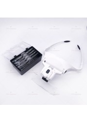 5 Lens Adjustable Headband Magnifying Glass Magnifier With LED Light Magnifying Light Glasses For False Lashes Eyelash Extension