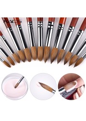 KADS Acrylic Nail Brush Curly Kolinsky Sable UV Nail Art Gel Extension Brush Manicure Flat Round Brush Red Wood Nail Brush