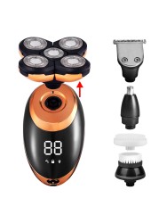 IPX7 Waterproof Electric Shaver Razor for Men Beard Hair Trimmer Rechargeable Bald Head Shaver LCD Display Grooming Kit