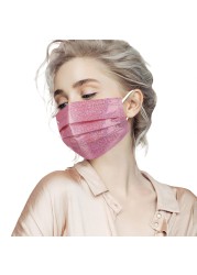 3 Layers Fashion Bronzing Pink Disposable Face Mask Reflective Non-woven Fabric Mascarillas Desechables Protective Mouth Masks