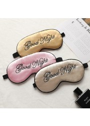 Embroidered Silk Sleep Mask Adjust Button Travel Ventilation Sleep Mask Good Night Pattern Eye Patches For Sleeping Aid