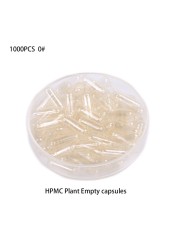 1000pcs Size 0# Cellulose Clear HPMC Factory Empty Capsules, Pills, Vegetarian Capsules Joined Capsule