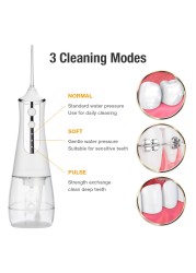 Dental Oral Irrigator Dental Water Flosser 3 Modes Dental Water Jet Cleaner 300ml Large Water Tank 5 Nozzles Oral Hygiene Cleaning Machine