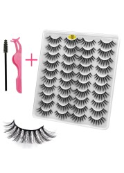 LE 20 Pairs Mink Eyelashes Fashion Handmade Cruelty-Free Soft Wispies 3D Fake Long Eye Lashes Extension False Eyelashes