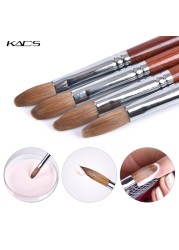 1pc Kolinsky Sable Acrylic Brush UV Gel Carving Brush Pen Liquid Powder DIY Nail Drawing Flat Round Red Wood Nail Art Brush