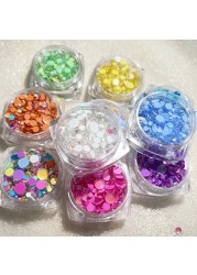 White 1 Box Candy Colors Mixed Size Mermaid Glass Round Crystal Beads AB Nail Art Flat Rhinestones Embellishments