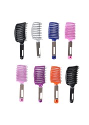 Scalp Massage Comb Women Salon Nylon Bristles Curved Ventilation Curved Hair Brush Scalp Massage Comb Hair Styling Tools