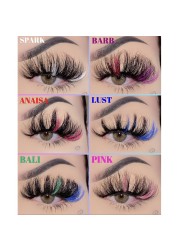 Colorful Mink Eyelash 18-25mm Color Lashes Natural Fluffy False Lashes Bulk Colored Fake Eyelashes for Cosplay Dramatic Makeup