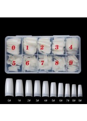 500pcs/box False Nails False Nail Tips Full Cover Colorful Nails Nail Tips Acrylic Transparent Nail Capsules French Manicure