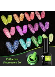 UR Sugar Fluorescent Reflective Gel Holographic Gel Nail Polish Shine Neon Glitter Semi Permanent Soak Off UV LED Nail Gel