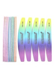 10pcs/lot Strong Thick Half Moon Nail Files Rainbow Emery Nail Sanding Files Blocks Grinding Polishing Manicure Care Tools