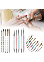 10pcs Home Salon Drawing Pen with Crystals Carving Portable Nylon Hair Liner Tips Builder Manicure Tool Nail Art Brush Set