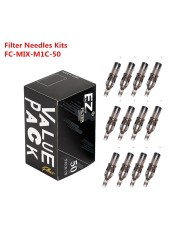 Tattoo Cartridge Needles With Filter , 50pcs Assorted #10 #12 RL RS M1C M1 For Rotary Cartridge Tattoo Machine