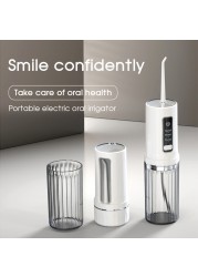 Electric Dental Oral Irrigator 3 Modes Foldable Dental Water Aerator 230ml Portable Water Tank Dental Hygiene Travel Home