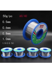 60/40 لحام سلك الصنوبري الأساسية سلك لحام مصنوع من القصدير لحام لحام الجريان 1.5-2.0% بكرة أسلاك الحديد 50g1.0mm