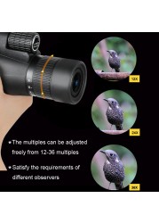 2021 Borwolf 12-36X50 Binoculars BAK4 Prism High Power Optical Lens Hunting Bird Monocular Light Night Vision Telescope