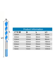 XCAN Drill Bit 3 4 5 6 8 10 12mm Glass Drill Bit Triangle Bit Ceramic Tile Concrete Brick Wood Hole Drill Cutter Drill Bit