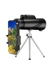 80X100 HD Powerful Monocular Telescope Phone Camera Zoom Starscope Tripod Telescope Phone Clip for Outdoor Camping Accessories