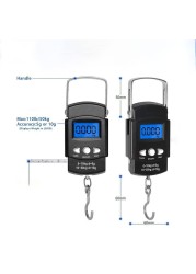 Weighing Scale Portable Electronic Scale 50kg 10g Balance Fishing Hook Digital Hanging Measuring Tape Luggage Ruler for Kitchen