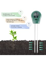 3 in 1 Soil Tester Precision Soil Moisture Meter Sensor Digital Moisture pH Test Light Plant Care Gardening Tool