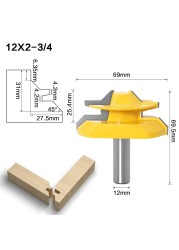 1pc Tungsten Carbide 45 Degree Lock Miter Router Bit 12mm Woodworking Tenon Milling Cutter Drill Tool Set Milling for Wood