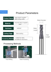 كربيد التنغستن الصلب قاطعة المطحنة 2.05 2.15 2.25 2.35 2.45 2.55 2.65 2.75 2.85 2.95 عشري نقطة نهاية مطحنة CNC البسيطة أدوات 4F