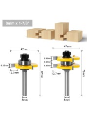 FAC 1/4" Inch 6mm 8mm Shank Assembling Router Bits Tongue Groove Joint T-Slot Carbide Milling Wood Cutters Woodworking Cutting Tools