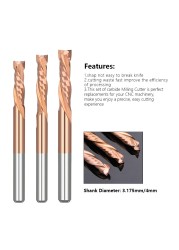 XCAN Pressure Milling Cutter 3.175/4mm Shank Wood Bottom Cut Two Flute Spiral Carbide Milling Tool CNC Router Wood For Removing Pieces End Mill