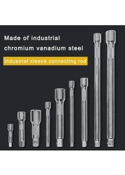 1/4 3/8 1/2 CRV Socket Ratchet Wrench Extension Bar 50/75/100/125/150/250mm Long Bar Steering Sleeve Connecting Rod Accessories