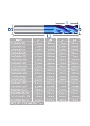 XCAN Carbide End Mill 4 Flutes HRC65 Spiral Milling Cutter Nano Blue Coated Wave CNC Machine Bit 1-16mm Metal Milling Tool