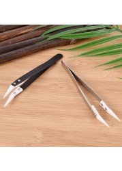 Great 1pc high quality ceramic tipped stainless steel tweezers fine pointed tip heat resistant