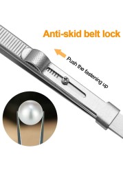 163mm anti-static for jewelry electronic components hold tightly adjustable slide lock tweezers precision industrial tweezers