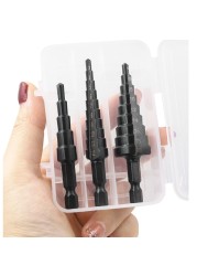 Binoax Titanium Nitride Step Drill Bit Set 3 Pieces High Speed ​​Steel Total 24 Sizes With Bag