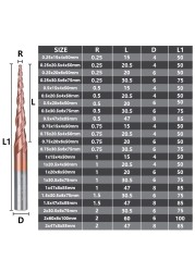 XCAN الكرة الأنف مدبب نهاية ميلز HRC62 كربيد نك نحت بت النقش راوتر بت R0.25-R2.0 الخشب المعادن قاطعة المطحنة Endmill