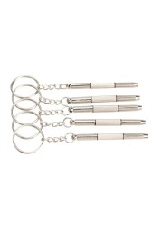 5pcs/set 3 in 1 Aluminum Steel Eyeglass Screwdriver Sets with Keychain Screwdrivers for Sunglass Eyeglass Watch Repair Kit Tools