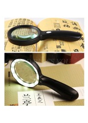 Lighted Magnifying Glass-10X Hand Held Large Magnifying Reading Glasses with 12 LED Luminous Light for Seniors, Repair, Coins