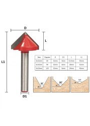 XCAN 1pc 32mm V Shape Milling Cutter 90 Degree Wood Router Bits CNC End Mills 6mm Shank for Woodworking Trimming Engraving Bits