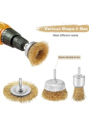 6pcs braided wire wheel cup brush set universal tool kit for electric drill rust removal stripping and abrasive