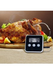 Electronic digital thermometer for BBQ, BBQ, meat, water, cooking oil, kitchen temperature alarm, cooking timer