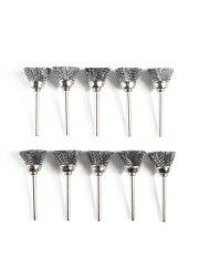 XCAN Shiny Tire Brush 10pcs 3.mm Shank Wire Brush For Dremel Rotary Tools Accessories