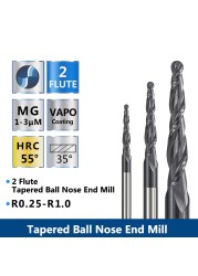 XCAN Tapered Ball Nose End Mill 1PC R0.25/R0.5/R0.75/R1.0 3.175mm Shank Carbide Wood Engraving Bit CNC Router Bit Milling Cutter