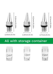 0.2 مللي متر ، 0.3 مللي متر ، 0.5 مللي متر البخاخة فوهة البخاخة إبرة غطاء فوهة استبدال أجزاء ل البخاخة بندقية رذاذ البخاخ اكسسوارات