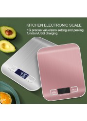 Kitchen Scale Stainless Steel Food Scale Diet Postal Balance Measure LCD Precision USB Charging Electronic Scale