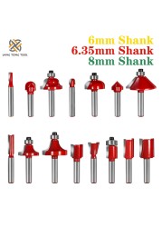 6mm/6.35mm/8mm15Pc Router Bit Set Trimming Bit Straight Milling Cutter Bit Wood Tungsten Carbide Cutting Woodworking LT027