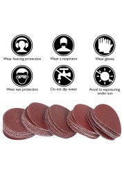 100pcs 50mm 2In Round Sanding Discs Sand Sheets 80-3000 Grit Hook and Loop Sanding Disc Polishing Flocking Sandpaper for Wood